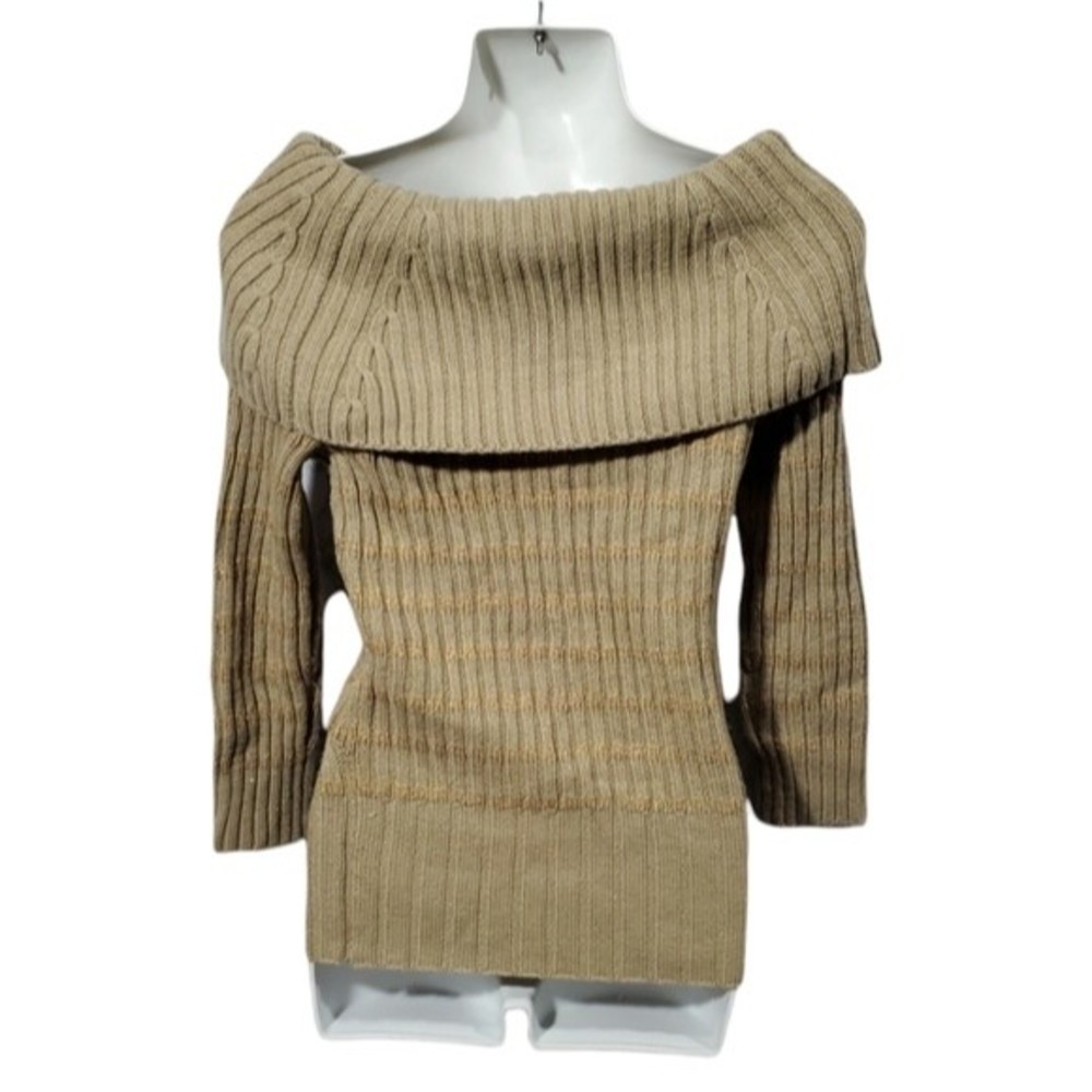 DKNY Cable Knit Tan Sweater Top - Picture 3 of 5